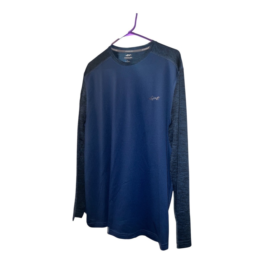 Greg Norman Attack Life Golf Shirt Mens Long Sleeve Blue L - Picture 3 of 7